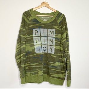 Pimpin Joy Green Camo Crewneck Unisex Sweatshirt Large